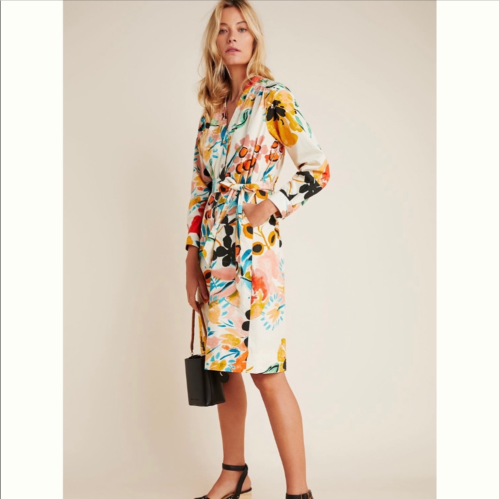 Anthropologie Rilke Poplin Shirtdress Sz M